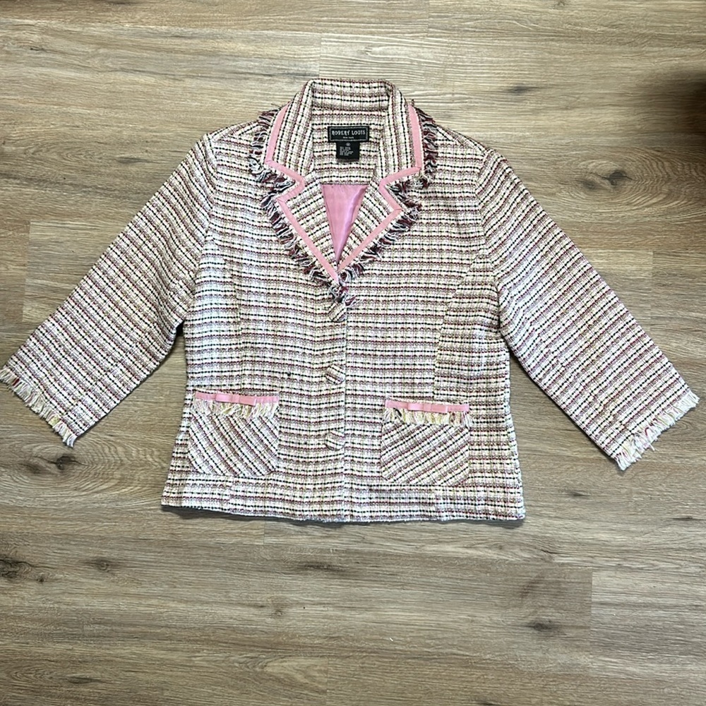 ROBERT LOUIS Pink Fringed Blazer - Picture 1 of 7